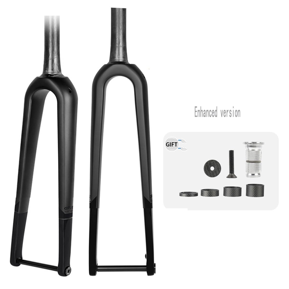 700C Kohlefaser Rennrad StarrGabeln 100x12mm Steckachse Scheibenbremse Vorderradgabel 1-1/8" Gewindeloses Konisches Rohr Fahrradgabel