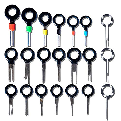 Febrytold 21Pcs Terminals Removal Key Tools Set for Car, Auto Electrical Wiring Crimp Connector Pin Extractor Puller Repair Remover Key Tools Set for Most Connector Terminal