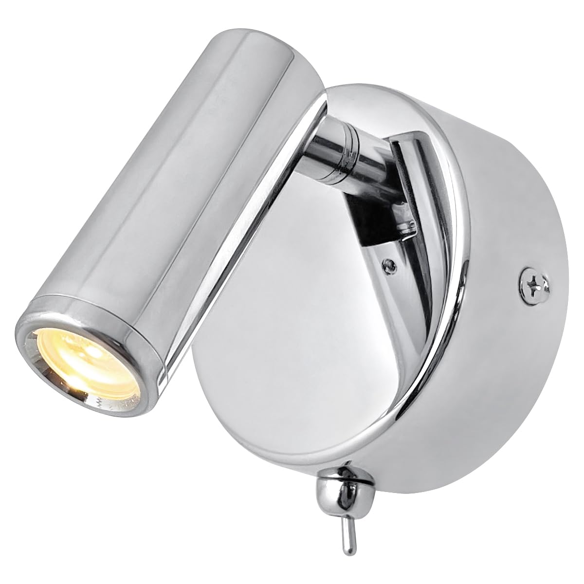 Long Life Lamp Company Chrome Adjustable Polished Wall Mounted Bedside Light Switched Warm White Bw09