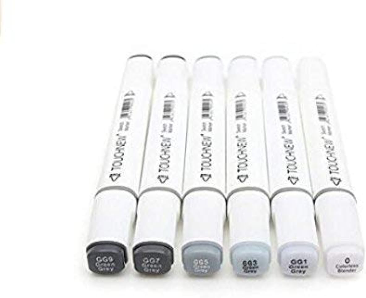 BEMLP 6 Colors Grayscale Art Marker Pen Double-Ended Sketch Markers Alcohol Based Ink Neutral Gray Tones Art Supplies (6 Colors Green gery style)