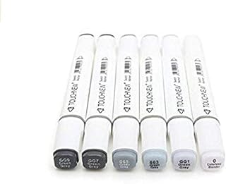 6 Colors Grayscale Art Marker Pen Double-Ended Sketch Markers Alcohol Based Ink Neutral Gray Tones Art Supplies (6 Colors Green gery style)