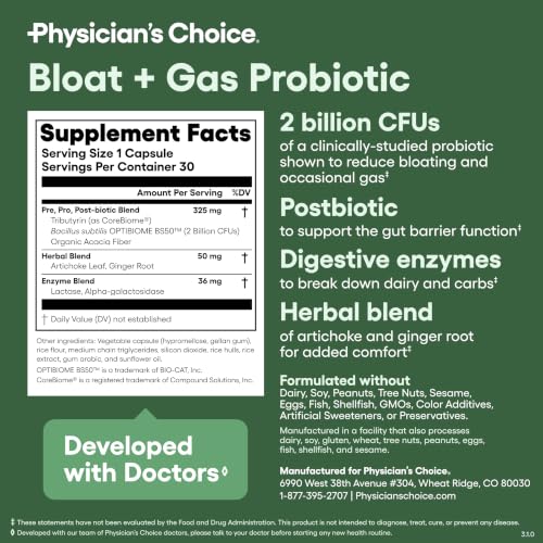 Physician's CHOICE Bloat & Gas Probiotic
