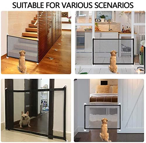 Mesh Dog Gate Pet Gate Portable Safety Gates, Dog Gates For The House, Gates For Dogs Indoorgates For Dogs Indoor Doorways/Hallways/Top And Bottom Of Stairs, No Drilling 43.3''X28.3'' 8 Hooks #TOP2