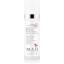 M.A.D Skincare PHOTO GUARD SPF 50 MATTE FINISH PRIMER Sun Protection 2-in-1 Sheer Matte Mineral Makeup Primer & Shield UVA/UVB Defense Creates Flawless Even Skin Tone 1 oz Medium