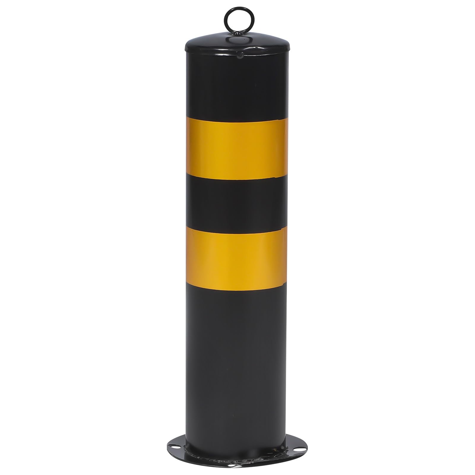Poste de Barrera de Seguridad de Acero Inoxidable 50 Cm Franjas Negras y Amarillas, Columna de Tráfico Reflectante para Control de Acceso y Delimitación Vial, Bolardo