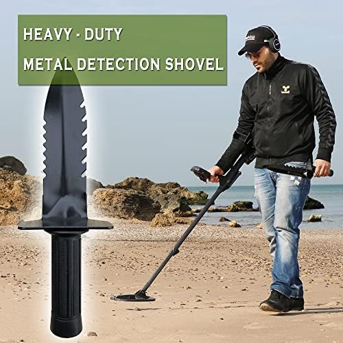 Metal Detecting Shovel Heavy-Duty Garden Trowel Spade Tools for Outdoor (Black)