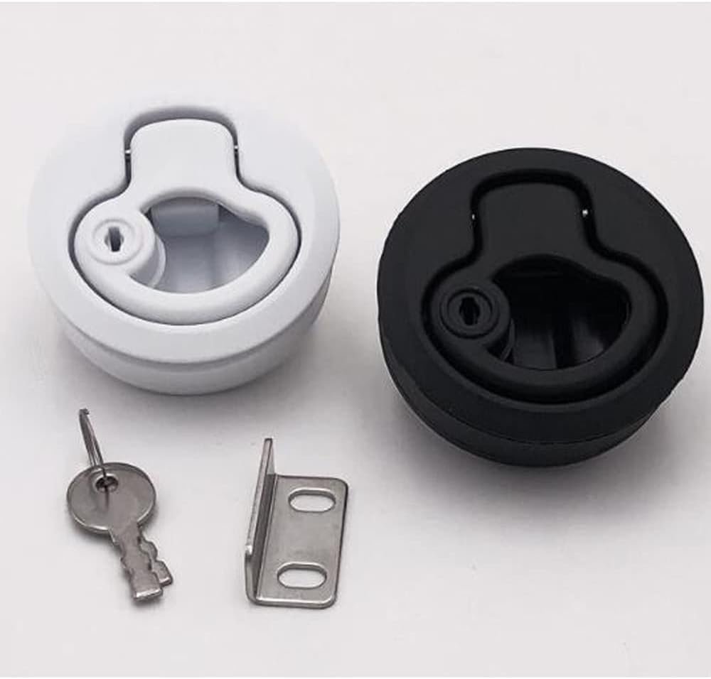 4 PCS Flush Pull Hatch Latch Round Slam Latch for RV Boat Deck 1/4" Door Cabinet Door Locking Style Marine Flush Pull Latch Black