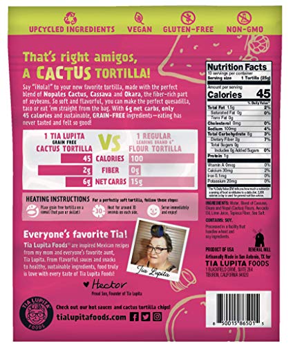 Tia Lupita Grain Free Tortillas | 3 Packs X 10 Tortillas Per Pack - Low Carb, High Fiber, Low Calorie (45 Calories Each), Non Gmo, Gluten Free - Cactus, Cassava And Okara (Upcycled Soy Bean Flour) #TOP1