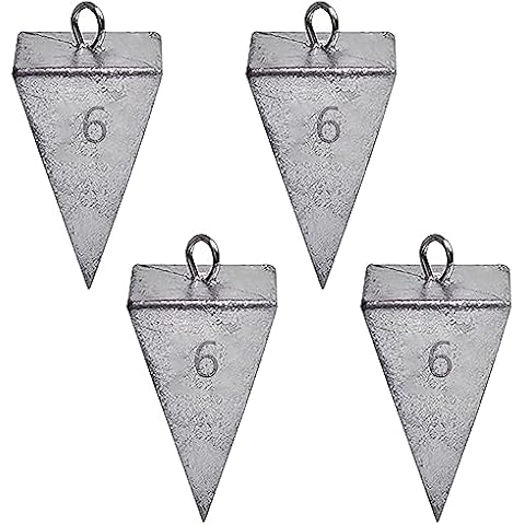 Pyramid Sinkers Fishing Weights Fishing Sinker, Saltwater Fishing Weights Sinkers for Saltwater Surf Fishing Gear Tackle 1oz 2oz 3oz (6 ounce-4pcs) Cover