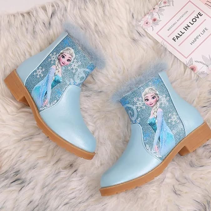 Winter Princess Ankle Boots Velvet Warm Snow Boots Elsa Design3