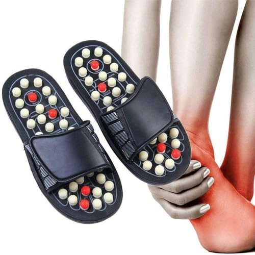 DIALFA Acupressure Stone Foot Massager, Relief Acupressure Slippers, Therapeutic Reflexology Sandals for Foot Acupressure Massage Shiatsu Arch Pain Relief (38-39)