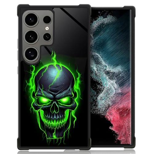 Compatible with Samsung Galaxy S24 Ultra Case,Green Lightning Skull Galaxy S24 Ultra Case Soft TPU Bumper Desgin,Anti-Scratch Shockproof 6.9-inch
