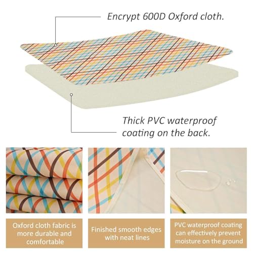 Image of Beach Blanket Outdoor Picnic Blankets Mat 80 inchx60 inch Extra Large Waterproof Sand Proof Camping Blanket Lightweight Folding Portable Travel Blanket for Family Park Beach Grass(Beige)