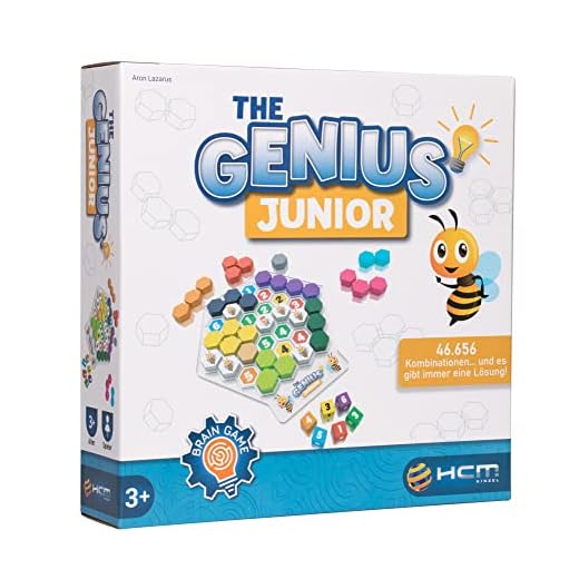 HCM Kinzel The Genius Junior - Puzle de Panal para niños, Juguete Educativo con Piedras de Madera de Colores
