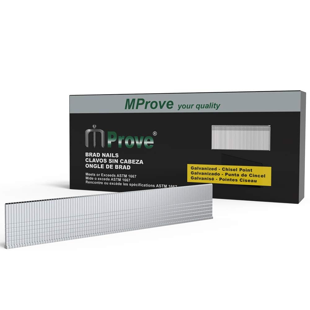 Mprove 18 Gauge Galvanized Brad Nails, 2000 Pack Universal Brad Nails for Pneumatic, Electric Brad Nailer (5/8 Inch)