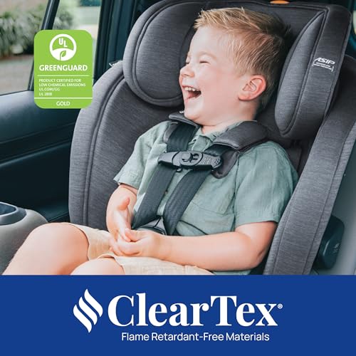 Image of Chicco OneFit Max Convertible Booster Car Seat, LeverLock, 5-100 lbs | ClearTex flame retardant-free, GREENGUARD Gold, slim design, infant to toddler car seat, 10-position headrest, Ash