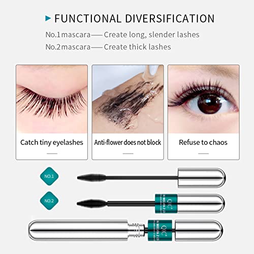 2Pcs Vibely Mascara,2 In 1 Thrive Mascara For Natural Lengthening And Thickening Effect,Long Lasting Waterproof 4D Silk Fiber Lash Mascara,Smudge-Proof, No Clumping (2 Pcs,Green) #TOP3