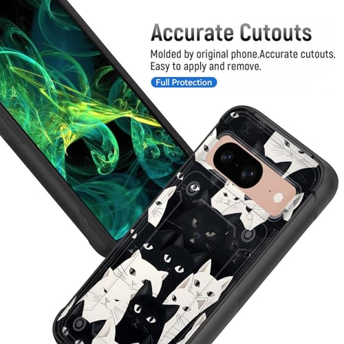 wiaekosef for Pixel 8 Case,Heavy Duty Dual Layer Hard PC & Soft Silicone Rugged Bumper Shockproof Protective Case for Google Pixel 8 6.2 inch,Cute Funny Cats Pattern - image 4