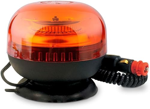Rotativo Luz LED Estroboscópica Impermeble 12V - 24V | Faro Rotativo magnético 60 LED SMD Luz de Emergencia Homologado ECE R10 EMC, 3 Modos de Iluminación - Flash de Rotación 360º, Pirulo Tractor