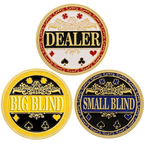 Lunorvexia Big Blind Small Blind Poker Chips Set with Poker Dealer Button - Metal Poker Chips for Texas Holdem...