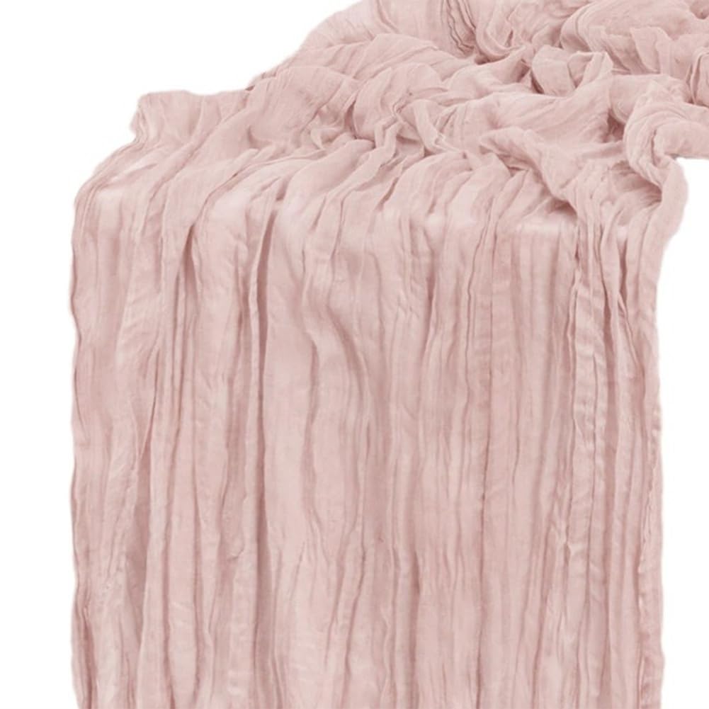 CTRLZS 90x300CM Cheese Cloth Tablecloth Light Pink Bohemian Gauze Tablecloth Long Retro Transparent Tablecloth