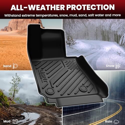 Image of LASFIT Floor Mats for BMW i4 2022-2025 2026 M50 /eDrive40 /eDrive35 /xDrive40 | All Weather TPE Custom Fit Floor Liners, Full Set Car Mats with Cargo Trunk Mat Accessories, Black