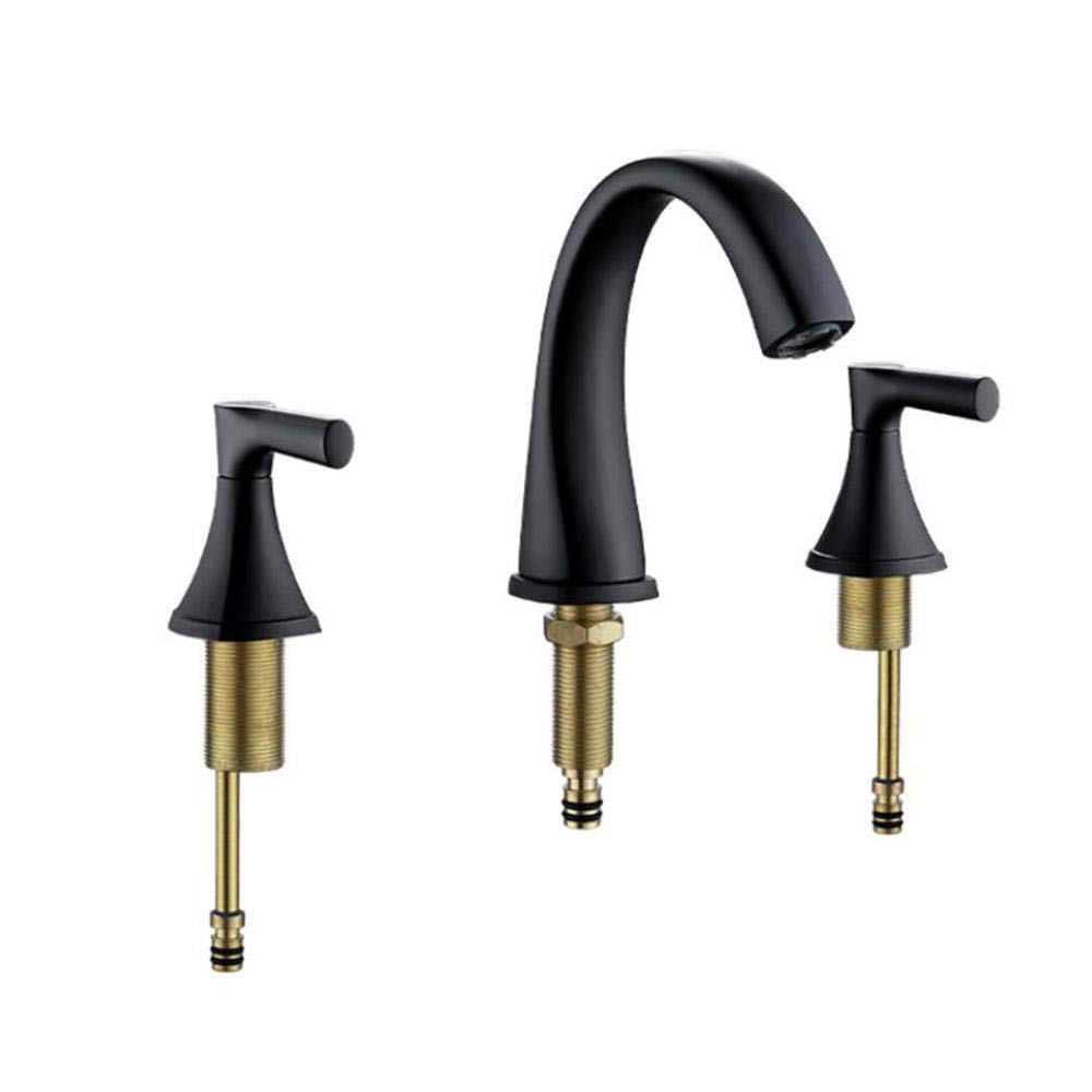 VDOQTLJT Bathroom Sink Faucet 3 Hole Black Hot and Cold Brass Washbasin