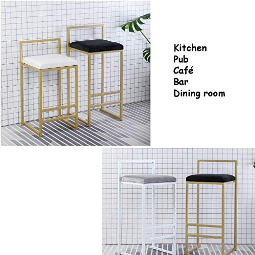 Image of INDIAN DECOR. 45160 White Barstools Bar Stool Breakfast Kitchen Counter Bar Chair Metal Leg in White High Stool, with PU Seat Dining Chair for Restaurant | Pub |