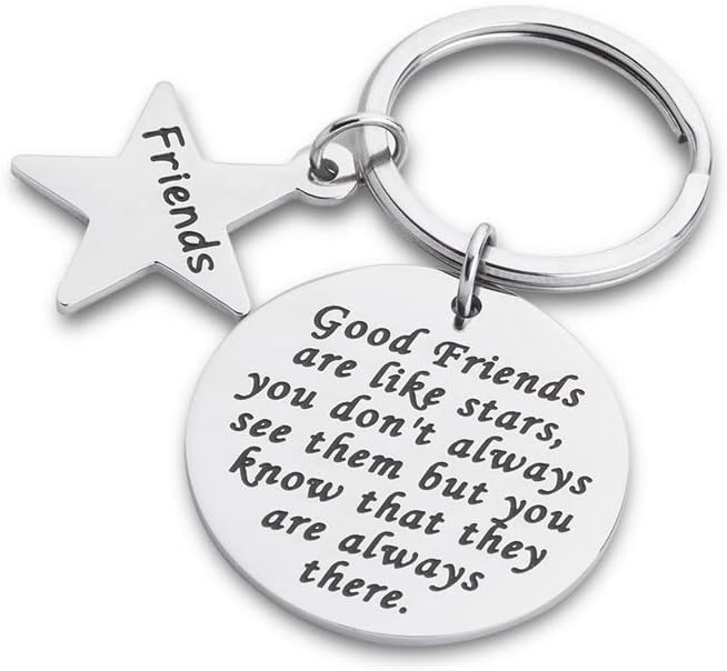 Friendship Gifts for Best Friend Birthday Keychain Good Friends Are Like Stars Long Distance Anniversary Graduation Gift for Sisters Teen Girl BFF Going Away Present for Her Him