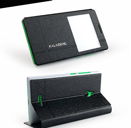 Tarkan Kalaideng Ice PU Leather Window Flip Case Cover with Convertible Back Stand for Nokia XL (Black)