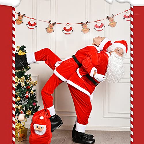 Kerstman Pak Volwassenen 10 Stks Set Rode Deluxe Klassieke Gouden Fluwelen Kerstman Kostuum Voor Kerstfeest Cosplay L-Code: - Afbeelding 5