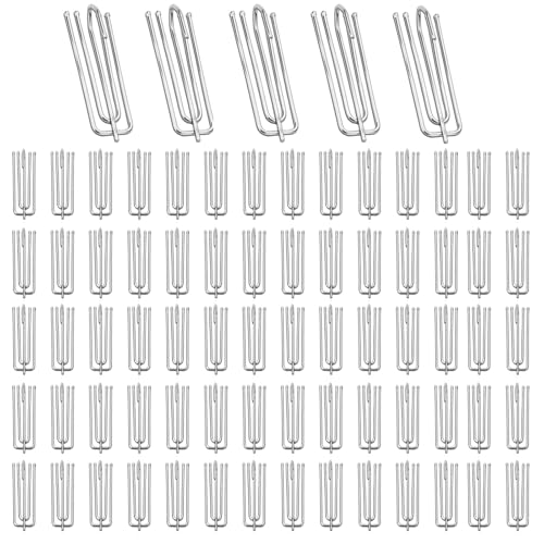 CafullCon 75 Stück Edelstahl Gardinenhaken, Metall Vorhänge Haken mit 4 Zinken, Vorhanghaken für Schienen zum Einhängen, Pinch Vorhang Falte Haken für Gardinen und Vorhangringe Schienen