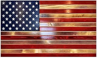 Large Concealment Flag – Red Burnt American Flag Wall Art with Hidden Storage Compartment – Flip Up Secret Safe with Biometric Lock – Rustic Patriotic Home Décor – Veteran Made
