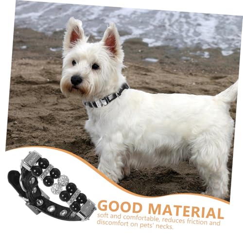 UPKOCH Perlenhalsband für Hunde und Katzen Verstellbares Design Weiches Pu-Material Edle Perlen und Kristall-Details für Kleine Hunderassen und Anlässe