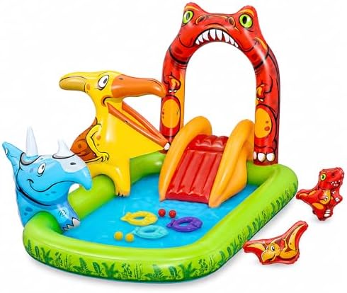 H2OGO! Jurassic Splash Inflatable Water Play Center, 7’11” x 55″ x 54″