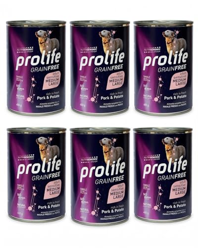 Prolife Grain Free Adult Sensitive Maiale e Patate Umido per Cani Confezione 6 lattine da 400g