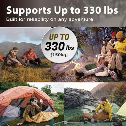 Image of TREKOLOGY Sleeping Pad for Camping- Ultra-Lightweight, 4 inch Thick Camping Mat with 7.2 R-Value for All Seasons (Green)