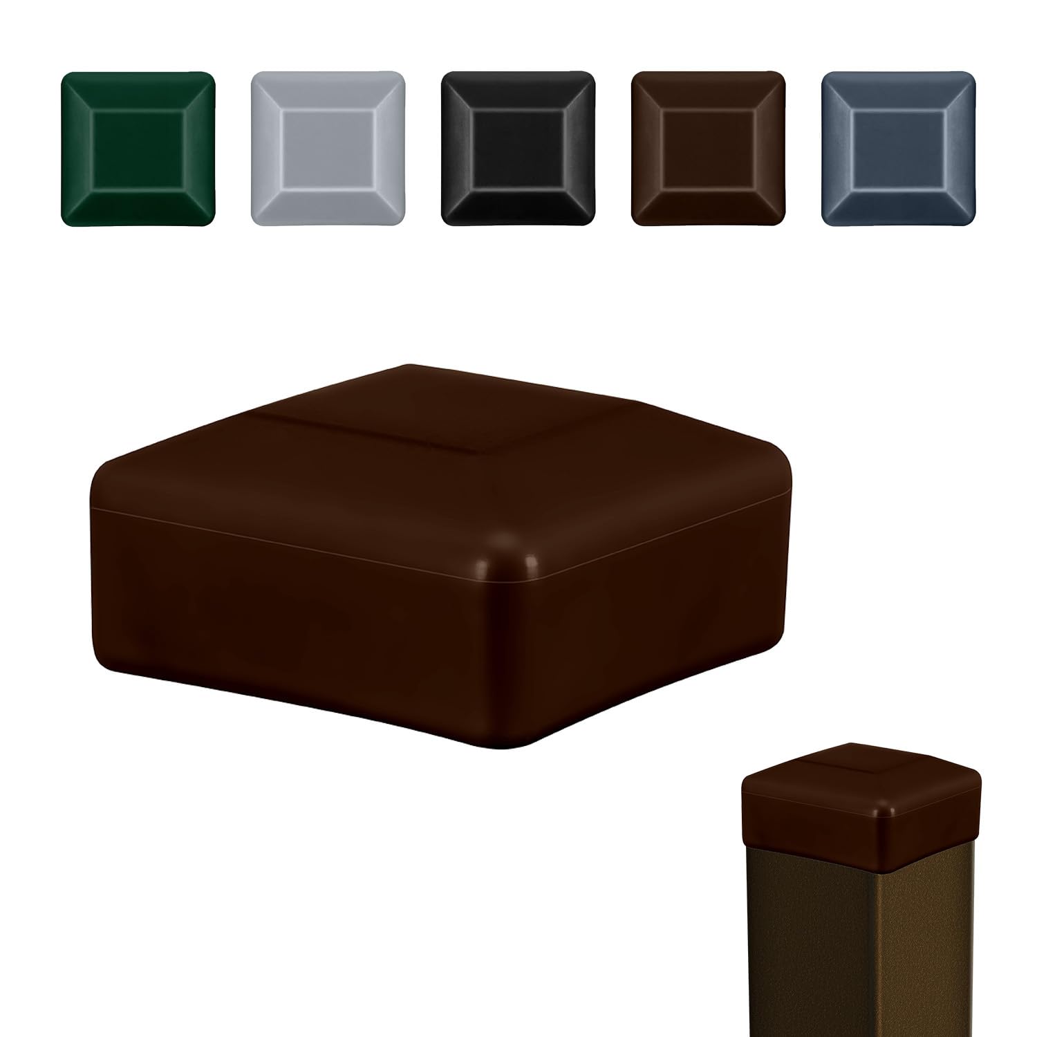 EMFA Tapa para poste de valla 80x80 mm 4 piezas Marrón Tapa para poste cuadrada Tapas para postes de valla Cubierta de valla de plástico Tapas para valla 8x8 cm — view 10