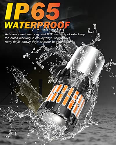 Oushi 1156 Led Turn Signal Light Bulbs, Canbus Amber Yellow 300% Brightness 2600Lm, Ba15S 7506 1141 P21W Led Bulb With Projector Replacement For Backup Tail Brake Reverse Lights, Pack Of 2 #TOP6