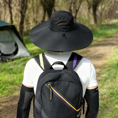 Image of HUAMULAN Wide Brim Sun Hats Men and Women Bucket Safari Fishing Hat for Hiking Garden Lawn Work Camping Outdoor