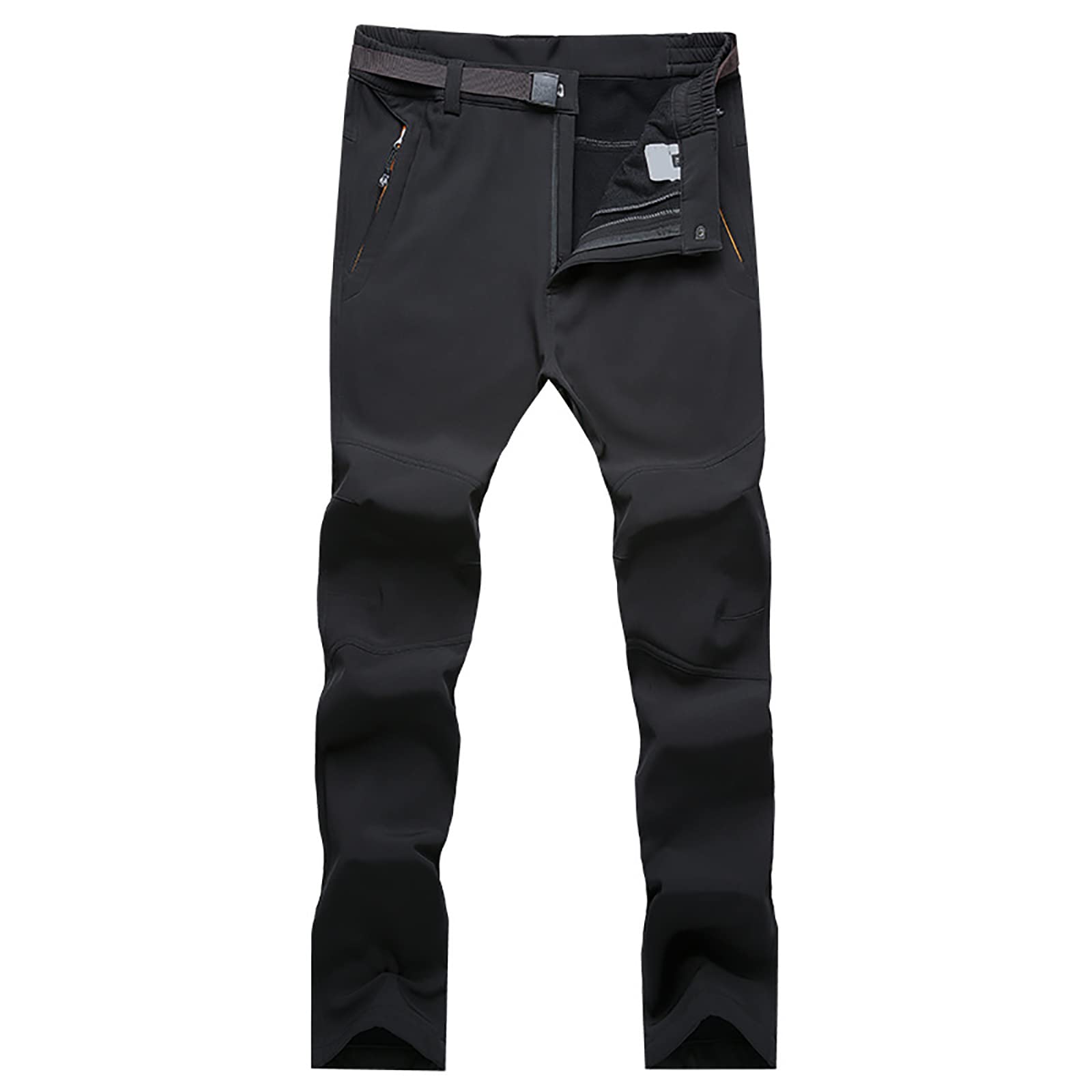 Songyi Pantaloni Trekking Uomo Invernali Impermeabile Pantaloni da Sci Neve Arrampicata Escursionismo Caldo Pantaloni Softshell(Size:XXL,Color:Nero)