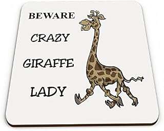 Crazy Giraffe Lady Novelty Funny Mug Coaster