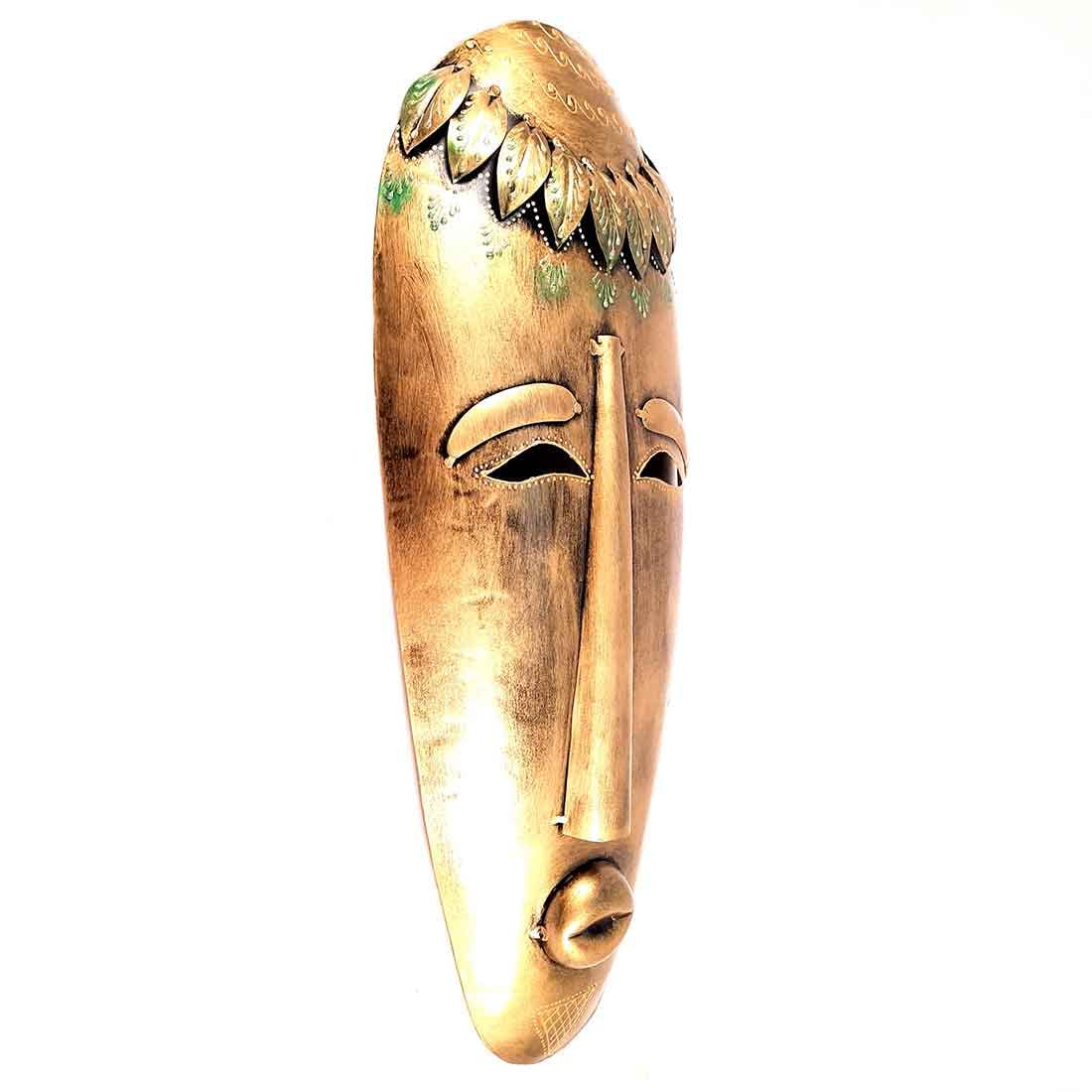 Apka Mart The Online Shop Wall Mask | Decorative Tribal Masks For Home Entrance & Living Room |Man & Woman Metal Face Hanging - For House, Door, Hall-Way, Balcony Decoration - 19 Inch 2