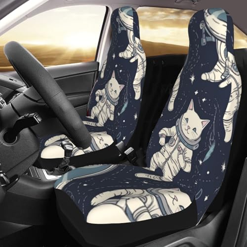 Housses de siège de voiture respirantes motif chat astronaute anti-transpiration
