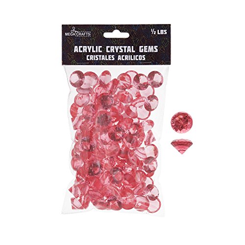 Mega Crafts 1/2 Pound Acrylic Small Diamonds Coral, Sparkling Crystal-Like Plastic Shiny Gems, Arts & Crafts, Vase Fillers, Table Scatters, Weddings, Event Party Decoration, Pebble Stones