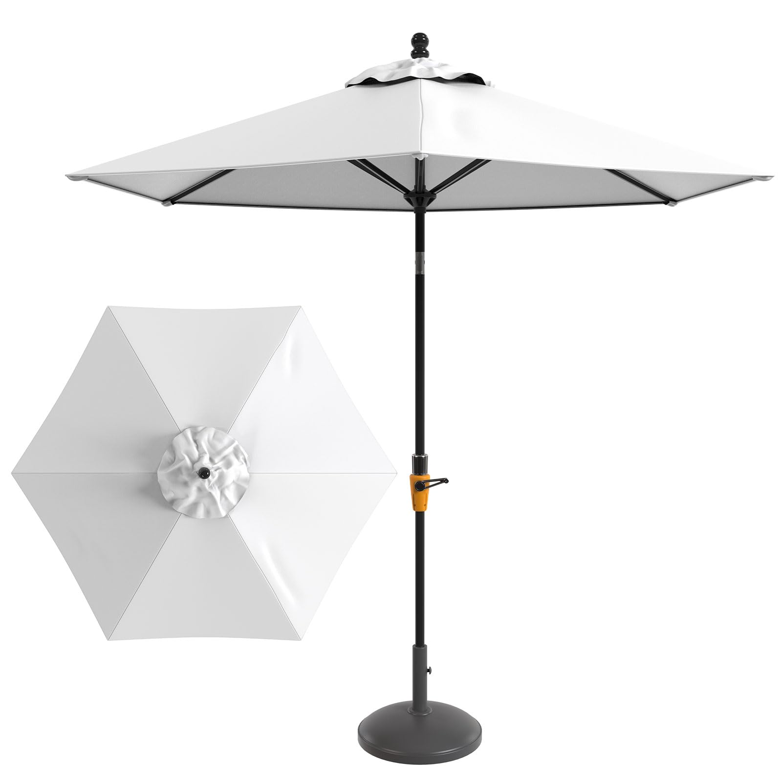 M METERXITY 1 Pack 9ft Patio Umbrella Replacement Canopy for 6 Ribs, Outdoor Market Table Umbrella Top for Backyard/Garden/Courtyard/Swimming Pool, Canopy Only [White]