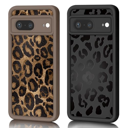 AICISINGN 2 Stück Handyhülle für Google Pixel 7 Hülle Aesthetic Leopard mit Muster Matte Case Frauen Mädchen Weich TPU Schutzhülle Stoßfest Bumper Case für Google Pixel 7 04
