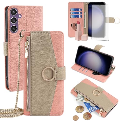Étui portefeuille Samsung S23 FE 5G réglable pour ranger cartes et miroir