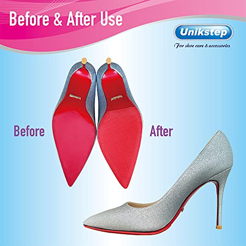 Image of Unikstep 4 Pieces Shoe Sole Protectors, Shoe Bottom and Heel Anti Slip Grip Pads, Self Adhesive Non Skid Noise Reduction Sticker Cushion (Red)