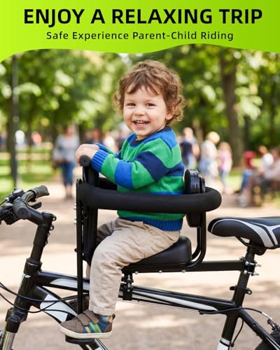 Zacro Kids Bike Seat Front Mounted with Handlebar & Guardrail, Child Bike Seat with Foot Pedals, Adjustable Toddler Bicycle Seats for Children 2&ndash;5 Years Compatible with All Adult MTB